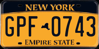 NY license plate GPF0743