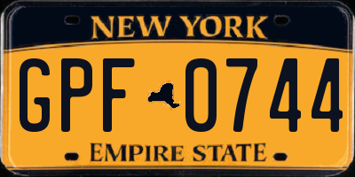 NY license plate GPF0744
