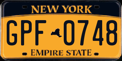 NY license plate GPF0748
