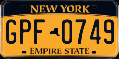 NY license plate GPF0749