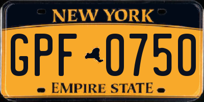 NY license plate GPF0750