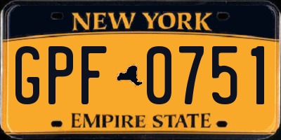 NY license plate GPF0751