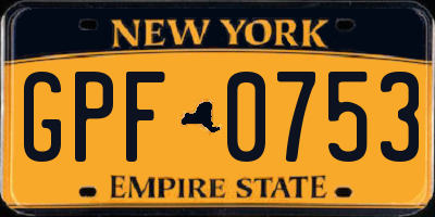 NY license plate GPF0753