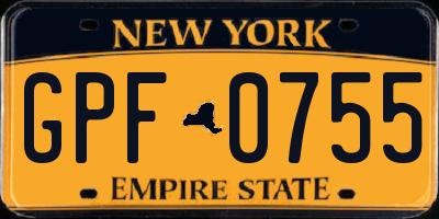NY license plate GPF0755