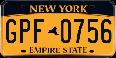 NY license plate GPF0756