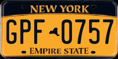 NY license plate GPF0757
