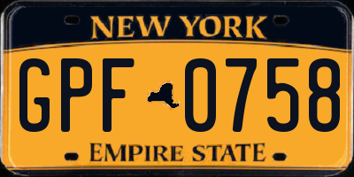 NY license plate GPF0758
