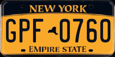 NY license plate GPF0760