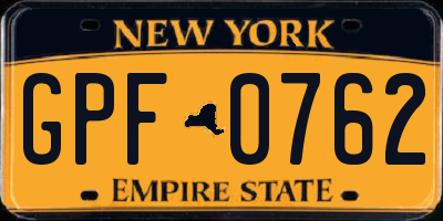 NY license plate GPF0762