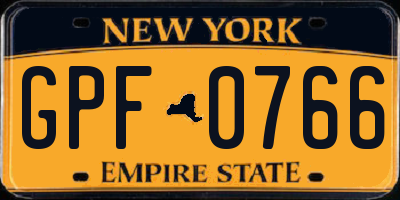 NY license plate GPF0766