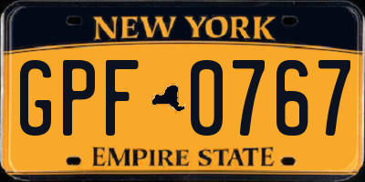 NY license plate GPF0767