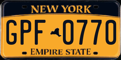 NY license plate GPF0770