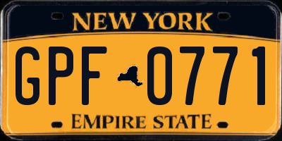NY license plate GPF0771