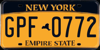 NY license plate GPF0772