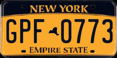 NY license plate GPF0773