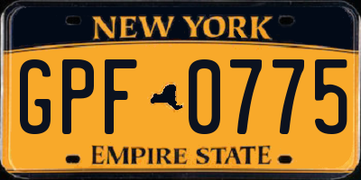 NY license plate GPF0775