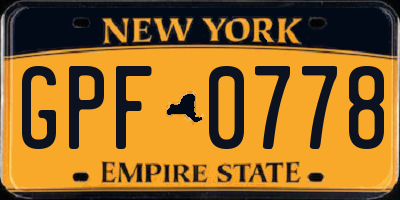 NY license plate GPF0778