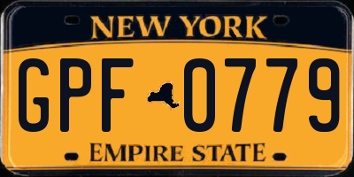 NY license plate GPF0779