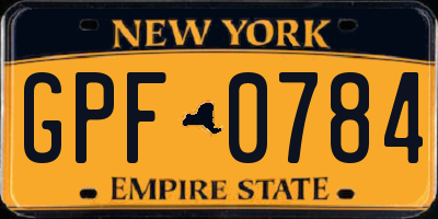 NY license plate GPF0784