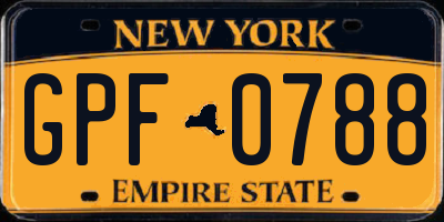 NY license plate GPF0788