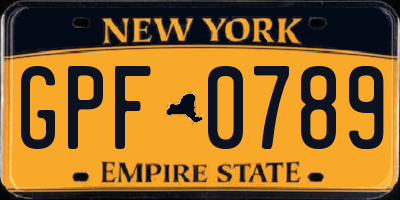 NY license plate GPF0789