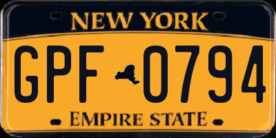NY license plate GPF0794