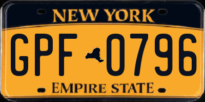 NY license plate GPF0796
