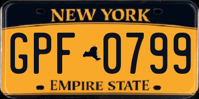 NY license plate GPF0799