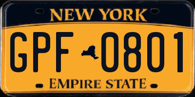 NY license plate GPF0801
