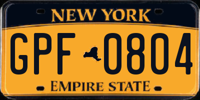 NY license plate GPF0804