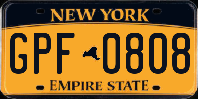 NY license plate GPF0808