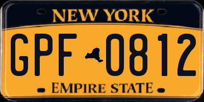NY license plate GPF0812