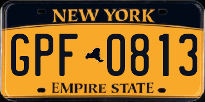 NY license plate GPF0813