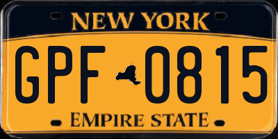 NY license plate GPF0815