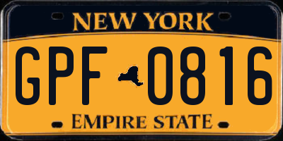NY license plate GPF0816
