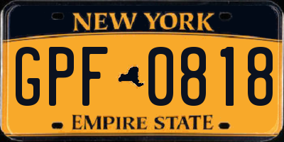 NY license plate GPF0818