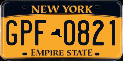 NY license plate GPF0821