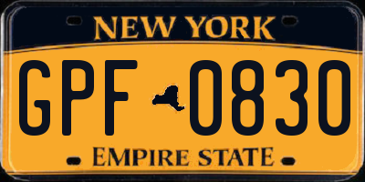 NY license plate GPF0830