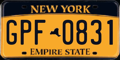 NY license plate GPF0831