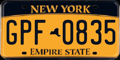 NY license plate GPF0835