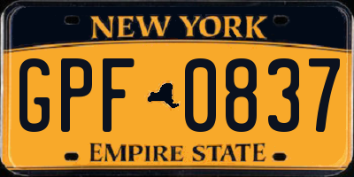 NY license plate GPF0837