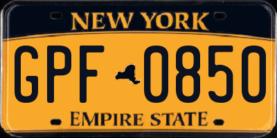NY license plate GPF0850