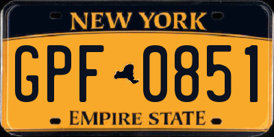 NY license plate GPF0851
