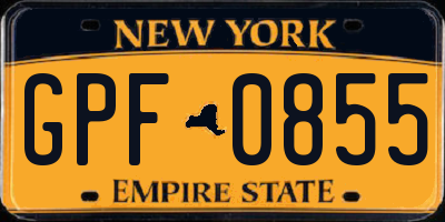 NY license plate GPF0855