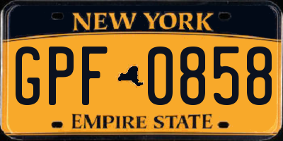 NY license plate GPF0858