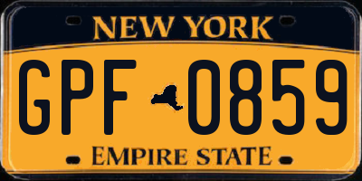 NY license plate GPF0859