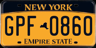NY license plate GPF0860