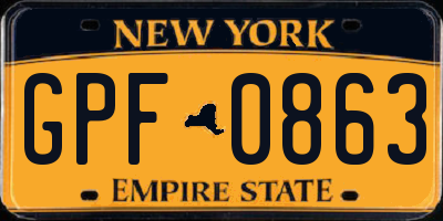 NY license plate GPF0863