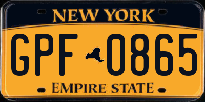 NY license plate GPF0865