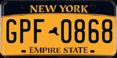 NY license plate GPF0868